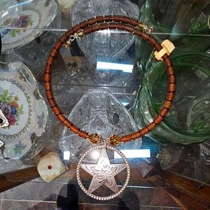 Southwest Native Design Brown star Choker. Western Design.